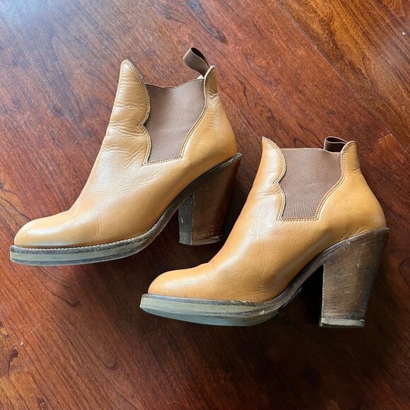 Acne Studios Star Bootie Camel Colored Leather Boots- Size 37 (US 7) - Picture 6 of 11